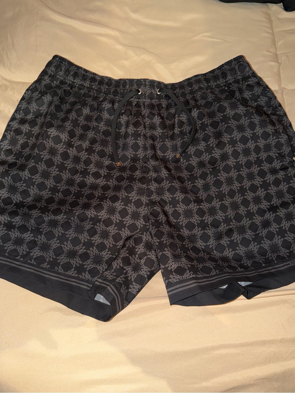 AMIRI Black Geometric Print Swim Trunks